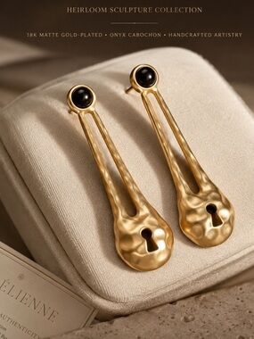 Museum Collection Sculptural Matte Gold  Earrings